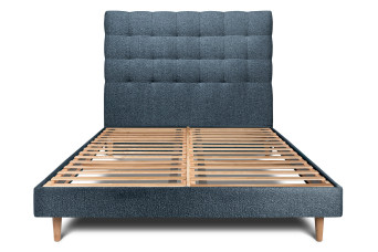 Lit 140x200 cm avec Tête de lit capitonnée - Tissu Bouclette