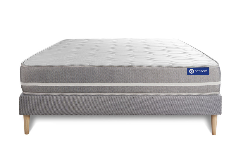 Ensemble Matelas Sommier 140x190 cm - Sommier Gris (en kit) - Actilatex Touch