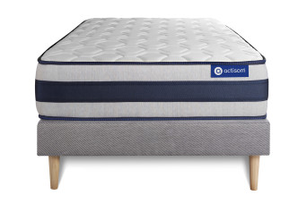 Ensemble Matelas Sommier 90x200 cm - Sommier Gris (en kit) - Actilatex Ergo