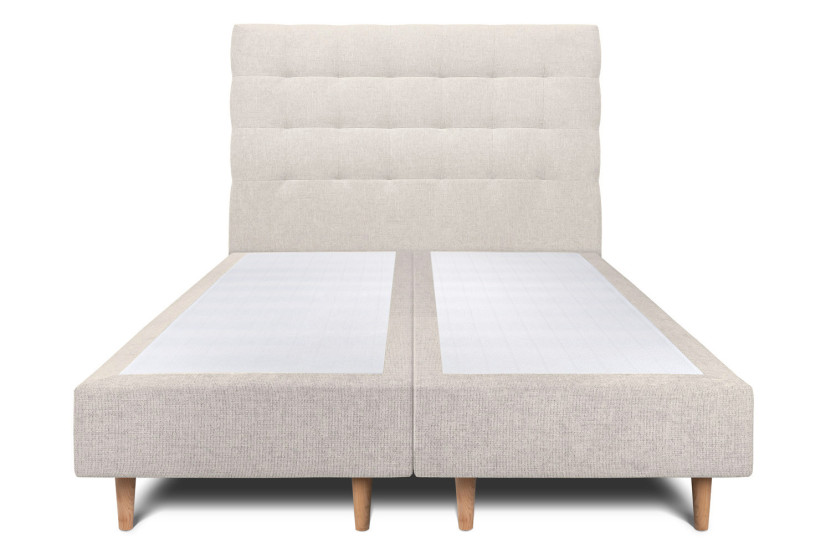 Lit 2x80x200 cm avec Tête de lit capitonnée - Tissu Toile natté