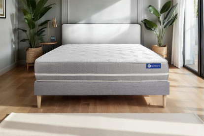 Ensemble Matelas Sommier 140x200 cm - Sommier Gris (en kit) - Actiflex Touch