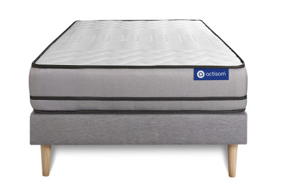 Ensemble Matelas Sommier 80x200 cm - Sommier Gris (en kit) - Actilatex Night