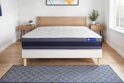 Ensemble Matelas Sommier 90x190 cm - Sommier Blanc (en kit) - Actimemo Morpho