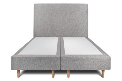 Lit 2x 100x200 cm - Sommier tapissier H35 cm + tête de lit tapissée - Tissu Bouclette Gris