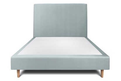 Lit 135x190 cm - Sommier tapissier H35 cm + tête de lit tapissée - Tissu Velours Gris Bleuté