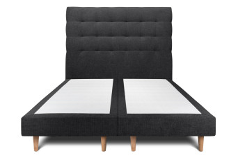 Lit 2x80x200 cm avec Tête de lit capitonnée - Tissu Toile natté