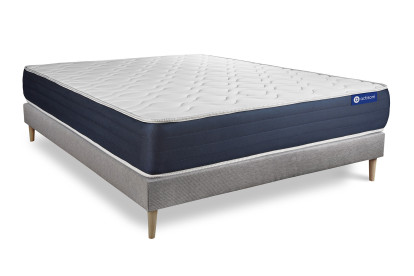 Ensemble Matelas Sommier 160x200 cm - Sommier Gris (en kit) - Actimemo Sleep