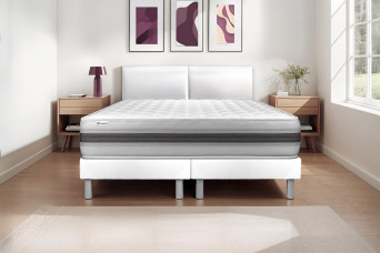 Ensemble Matelas Sommier 200x200 cm - 2 Sommiers Blanc - Vitalmemo Back