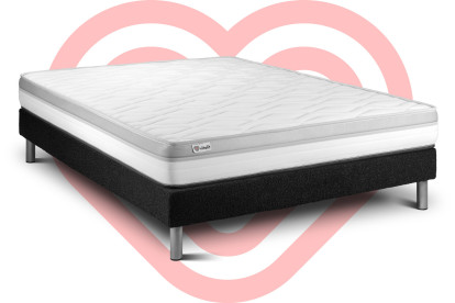 Ensemble Matelas Sommier 200x200 cm - Sommier Noir (en kit) - Vital Relax