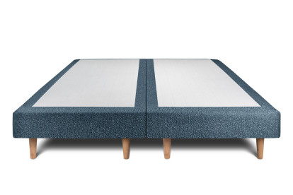 Lit 2x 100x200 cm - Sommier tapissier H29 cm + tête de lit tapissée - Tissu Bouclette Bleu