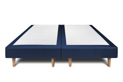 Lit 2x 100x200 cm - Sommier tapissier H29 cm + tête de lit tapissée - Tissu Velours Bleu Océan