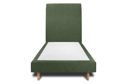 Lit 90x200 cm - Sommier tapissier H29 cm + tête de lit tapissée - Tissu Toile natté Vert Kaki