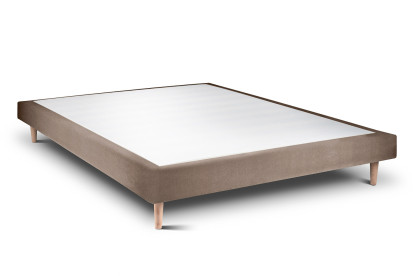 Lit 140x190 cm - Sommier tapissier H29 cm + tête de lit tapissée - Tissu Velours Taupe
