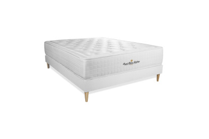Ensemble Matelas Sommier 140x190 cm - Sommier Blanc (déjà monté) - Buckingham