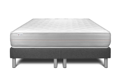 Ensemble Matelas Sommier 200x200 cm - 2 Sommiers Gris - Vitalmemo