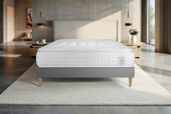 Ensemble Matelas Sommier 160x200 cm - Sommier Gris (déjà monté) - Vingt-Quatre PLUS