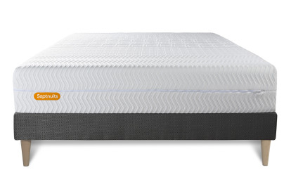 Ensemble Matelas Sommier 140x190 cm - Sommier Gris (en kit) - Memo Bio