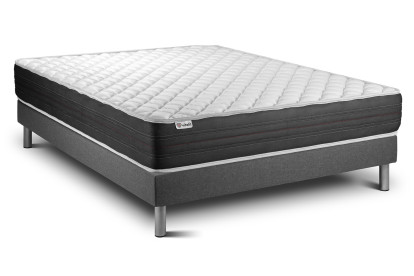 Ensemble Matelas Sommier 140x200 cm - Sommier Gris (déjà monté) - Vitalmemo One