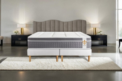 Ensemble Matelas Sommier 200x200 cm - 2 Sommiers Blanc - Trente