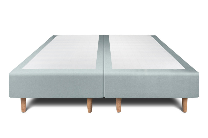 Lit 2x90x200 cm avec Tête de lit à lignes - Tissu Velours