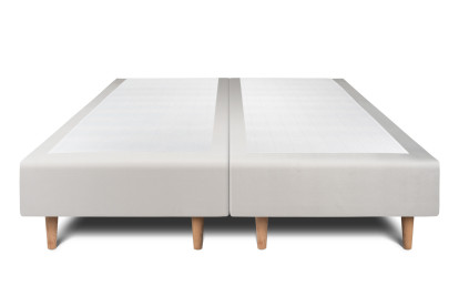 Lit 2x 90x200 cm - Sommier tapissier H35 cm + tête de lit capitonnée - Tissu Velours Gris Clair