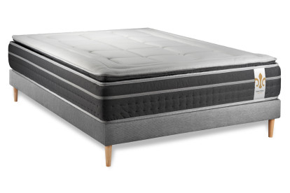 Ensemble Matelas Sommier 140x200 cm - Sommier Gris (déjà monté) - Trente PLUS