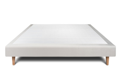 Sommier Tapissier 135x190 cm - H29 cm - Velours - Gris clair