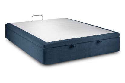 Sommier Coffre 140x200 cm - Toile nattée  - Bleu océan