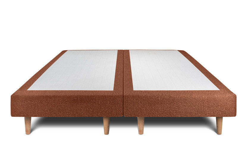 Lit 2x100x200 cm avec Tête de lit à lignes - Tissu Bouclette