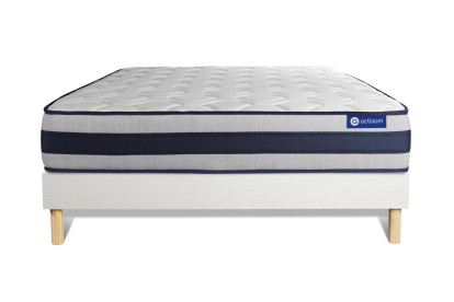 Ensemble Matelas Sommier 140x200 cm - Sommier Blanc (en kit) - Actilatex Ergo
