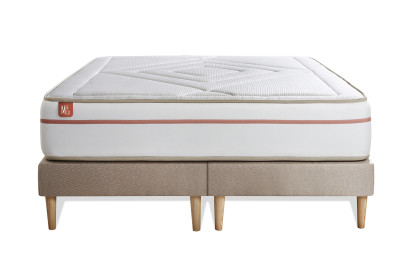 Ensemble Matelas Sommier 160x200 cm - 2 Sommiers Beige - Le Paisible