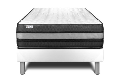 Ensemble Matelas Sommier 90x190 cm - Sommier Blanc (en kit) - Vital Power Zen