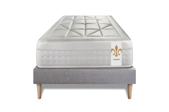 Ensemble Matelas Sommier 90x200 cm - Sommier Gris (déjà monté) - Vingt-Huit