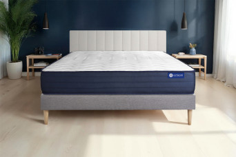 Ensemble Matelas Sommier 120x200 cm - Sommier Gris (en kit) - Actimemo Life