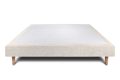 Sommier Tapissier 135x190 cm - H29 cm - Toile nattée - Beige clair