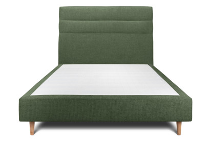 Lit 140x200 cm - Sommier tapissier H35 cm + tête de lit à lignes - Tissu Toile natté Vert Kaki