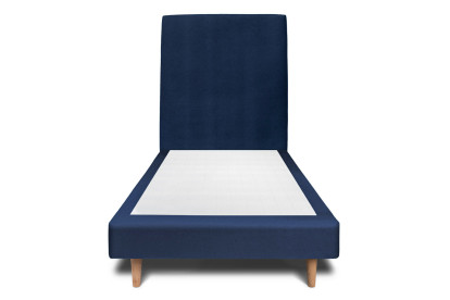 Lit 90x200 cm - Sommier tapissier H29 cm + tête de lit tapissée - Tissu Velours Bleu Océan
