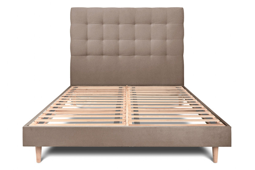 Lit 160x200 cm avec Tête de lit capitonnée - Tissu Velours