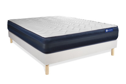 Ensemble Matelas Sommier 140x190 cm - Sommier Blanc (en kit) - Actimemo Tech