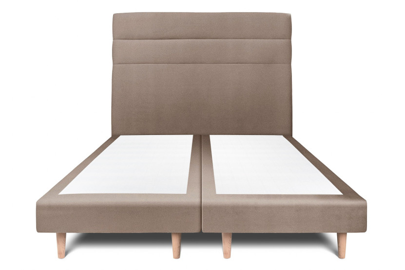 Lit 2x80x200 cm avec Tête de lit à lignes - Tissu Velours