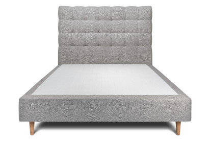 Lit 135x190 cm - Sommier tapissier H35 cm + tête de lit capitonnée - Tissu Bouclette Gris