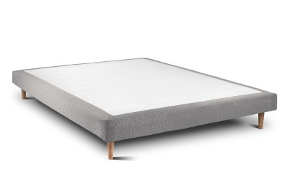 Lit 160x200 cm - Sommier tapissier H29 cm + tête de lit capitonnée - Tissu Bouclette Gris