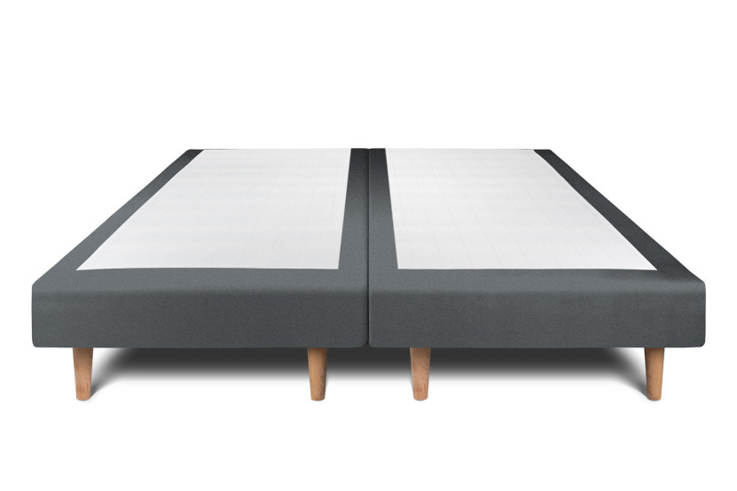 Lit 2x90x200 cm avec Tête de lit à lignes - Tissu Velours
