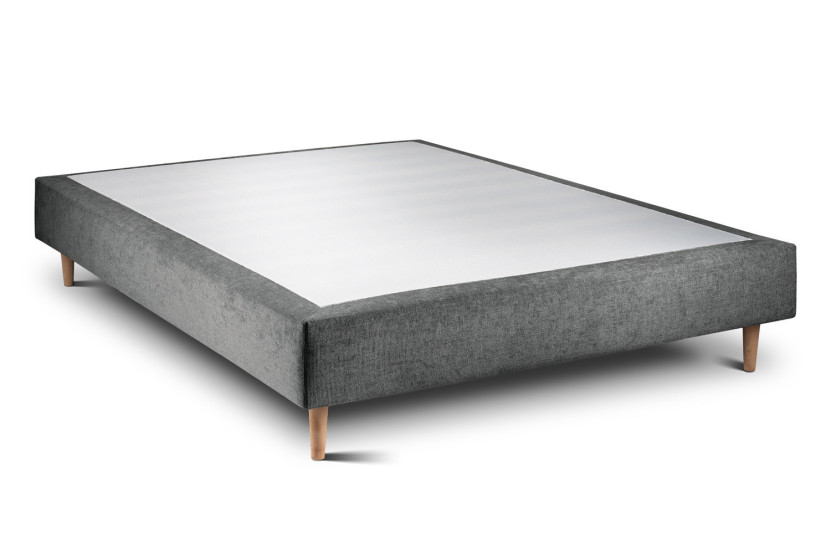 Lit 140x190 cm avec Tête de lit tapissée - Tissu Toile natté