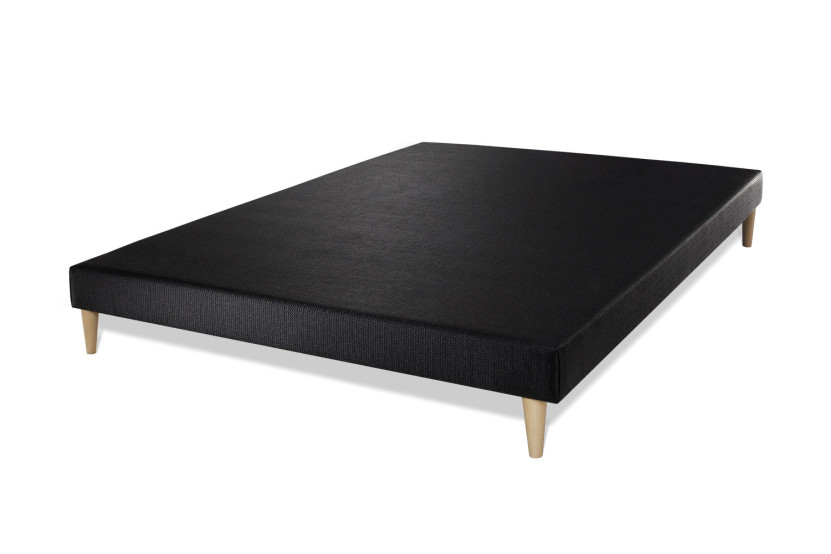 Pack lit complet 160x200 cm - Matelas + Sommier Noir + 2 oreillers + Couette - Nottingham