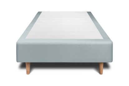Lit 90x190 cm - Sommier tapissier H35 cm + tête de lit tapissée - Tissu Velours Gris Bleuté