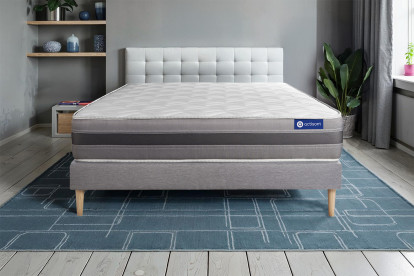 Ensemble Matelas Sommier 200x200 cm - Sommier Gris (en kit) - Actilatex Relax