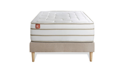 Ensemble Matelas Sommier 90x200 cm - Sommier Beige (déjà monté) - Le Douillet