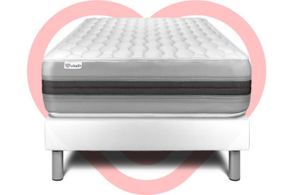 Ensemble Matelas Sommier 90x200 cm - Sommier Blanc (déjà monté) - Vitalspring Recover