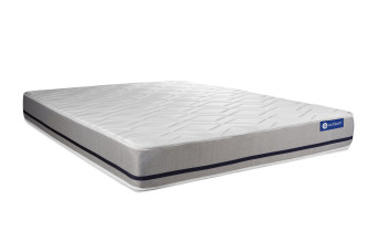 Pack lit complet 160x200 cm - Matelas + Sommier Blanc (en kit) + 2 oreillers + Couette - Actimemo Soft